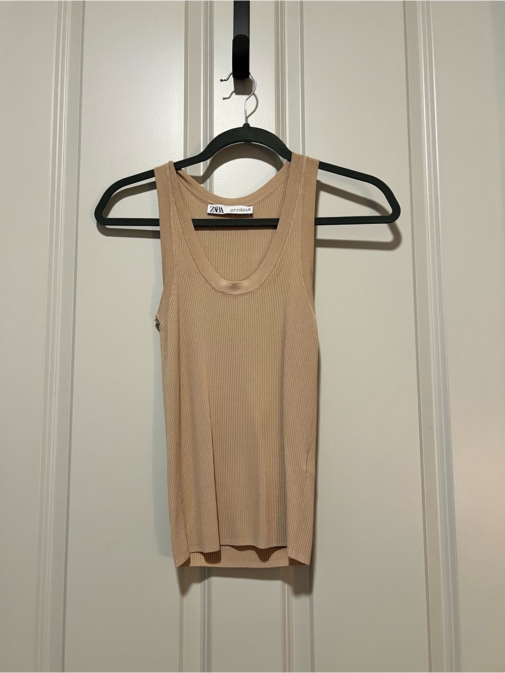 ZARA Ribbed Beige Tank Top - Scoop Neck